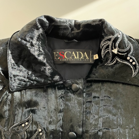 RARE VINTAGE Escada by Margaretha Ley Velvet Crystal Bomber Jacket - Picture 3 of 13